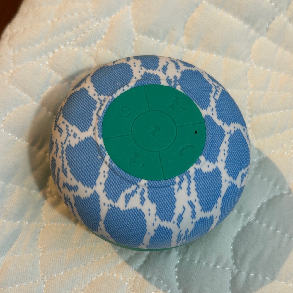 Blue and White Patterned Water resistant Bluetooth Speaker